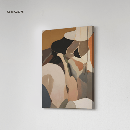 لوحة جدارية كانفس لتداخل مساحات لونية واشكال منحنية