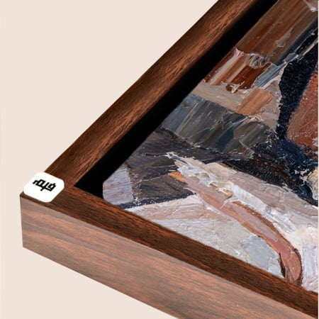 لوحة جدارية كانفس ،فتاة وفنجان قهوة تدرجات الاسود والبني والبيج