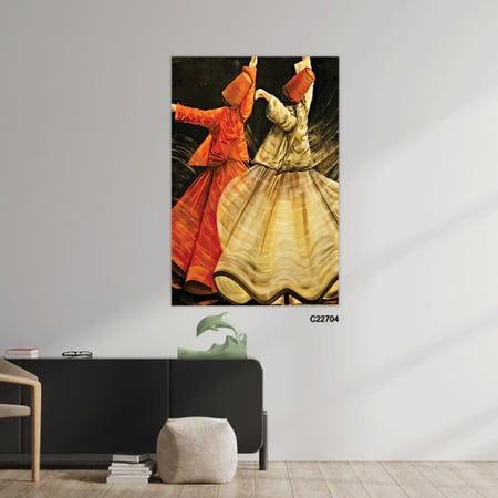 لوحة جدارية تصور دراويش في حالة دوران