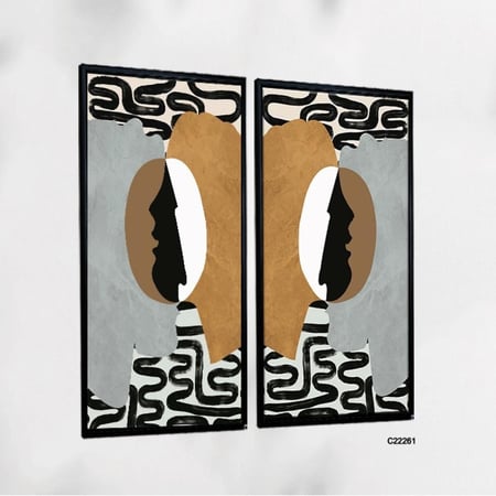 لوحة جدارية كانفس وجوه اشخاص متعاكسة بطريقة مجردة