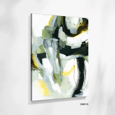 لوحة جدارية كانفس ، تداخل ألوان - تدرجات الأسود والاخضر الزيتي مع الأبيض