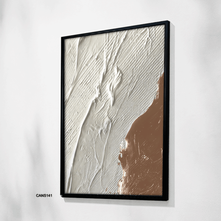 لوحة  جدارية كانفس ، طابع جبسي - تدرجات البني مع البيج والأبيض
