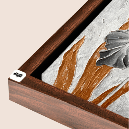 لوحة  جدارية كانفس ، وردة - تدرجات الرمادي مع الأبيض والبني الفاتح