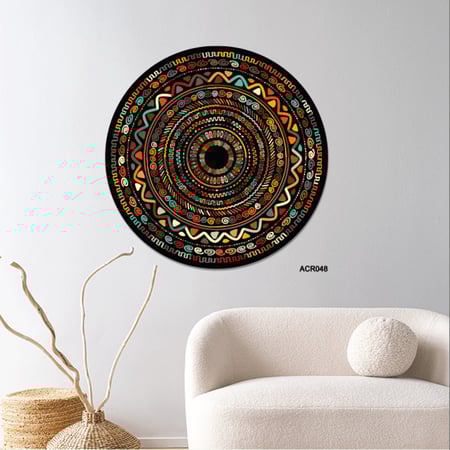 لوحة جدارية اكريليك تصور زخارف ونقوش تدرجات البني مع البرتقالي