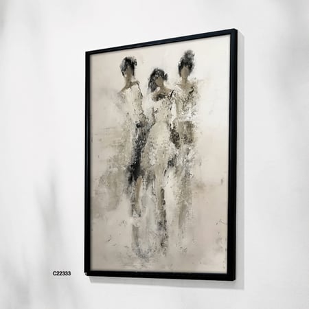 لوحة جدارية كانفس سيدات تدرجات الابيض والرمادي والأسود