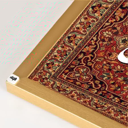 لوحة جدارية كانفس وحروف أكريليك آية"الرحمن علم القرآن" ونقوش سجاد تدرجات احمر