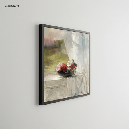 لوحة جدارية كانفس بتصميم كلاسيكي لوعاء ورد