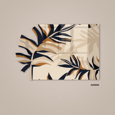 لوحة جدارية أكريليك تتميز بتصميم يشمل أوراق شجر