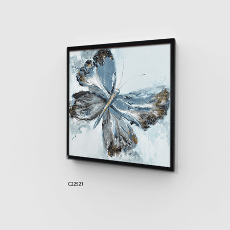 لوحة جدارية كانفس تصور فراشة بتدرجات من اللون التركواز مع الأزرق.
