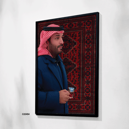 لوحات جدارية كانفس سمو ولي العهد الأمير محمد بن سلمان آل سعود خلفية نقوش السدو
