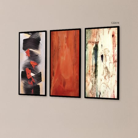 لوحة جدارية كانفس تصميم  تجريدي بتدرجات الاسود والاحمر والاصفر