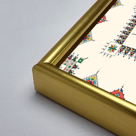 لوحة جدارية اكريليك تصور فن تراثي (قط عسيري ) أشكال وزخارف