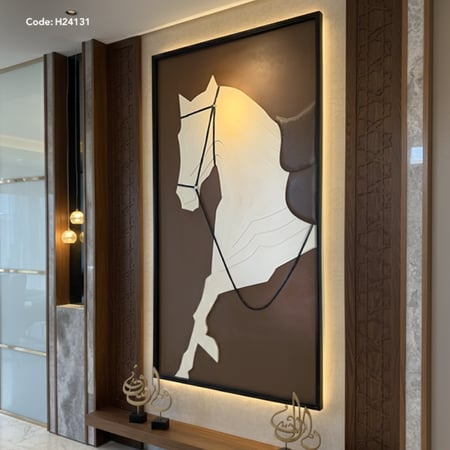 لوحة جدارية يدوية بطبقات فنية بتصميم حصان مودرن