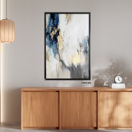 لوحة جدارية كانفس تدرجات الذهبي وأزرق مع أبيض وأسود