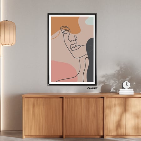 لوحة جدارية كانفس ،  خطوط وجه - تدرجات البني والبيج مع الوردي