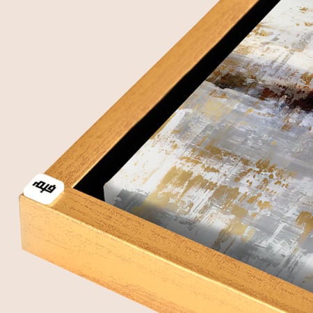 لوحة فنية جدارية كانفس ، تداخل ألوان - تدرجات الذهبي والبني مع الأبيض والرمادي