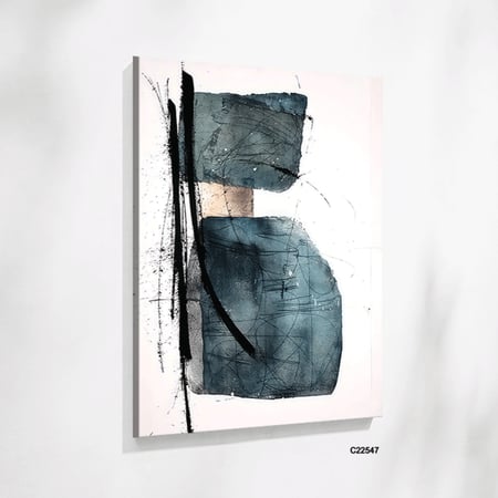 لوحة  جدارية كانفس بتدرجات الازرق والاسود والابيض