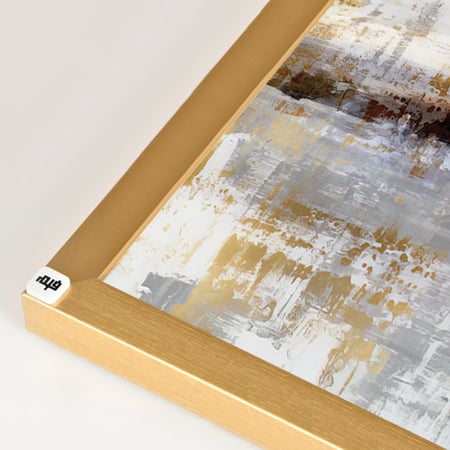 لوحة فنية جدارية كانفس ، تداخل ألوان - تدرجات الذهبي والبني مع الأبيض والرمادي