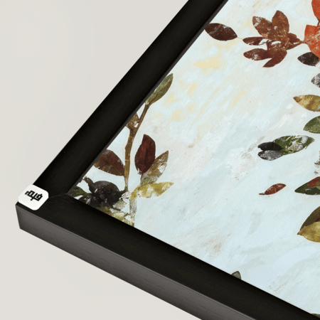 لوحة جدارية كانفس مقسمة أوراق وأغصان تدرجات البني والازرق