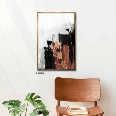 لوحة جدارية كانفس ، تداخل - تدرجات البني والأسود مع الأبيض