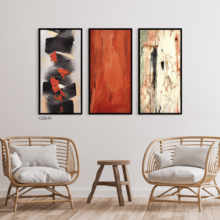 لوحة جدارية كانفس تصميم  تجريدي بتدرجات الاسود والاحمر والاصفر