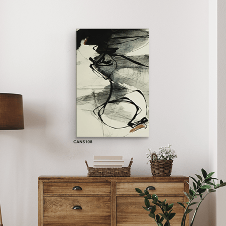 لوحة جدارية كانفس ، خطوط عشوائية - تدرجات الأسود والأخضر مع الرمادي