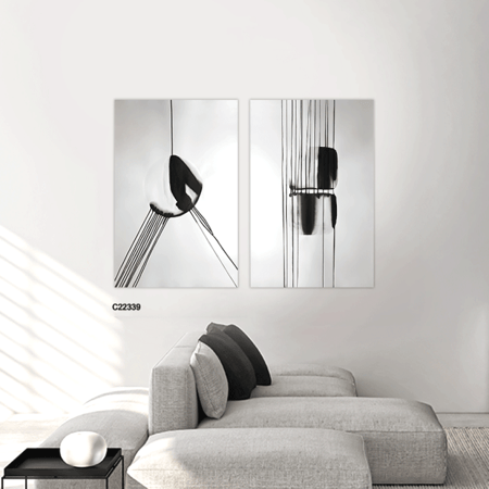 طقم مكون من عدد لوحتين مودرن خطوط واشكال