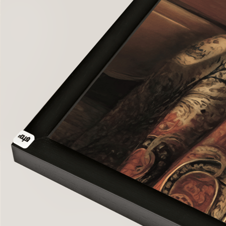 لوحة جدارية كانفس بتصميم كلاسيكي يظهر فتاة تقرا كتاب وتمسك بزهور في اليد الاخرى