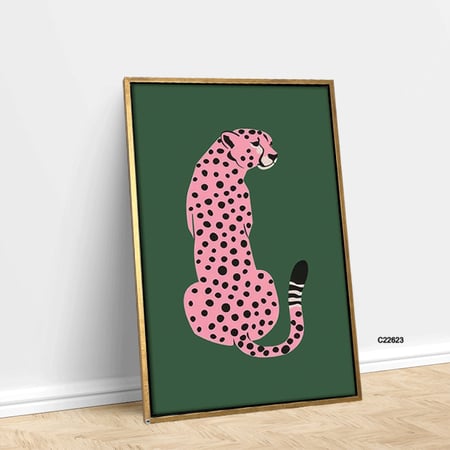 لوحة جدارية فنية فهد باللون الوردي