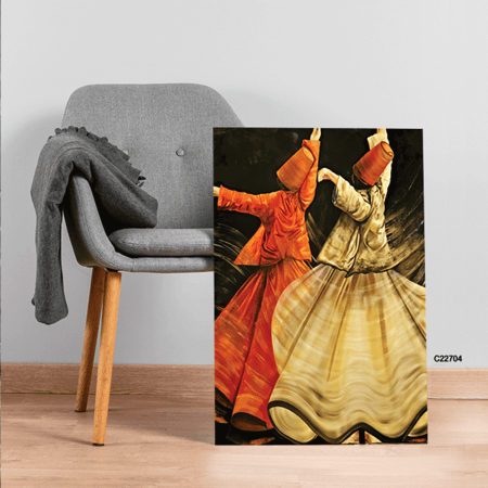 لوحة جدارية تصور دراويش في حالة دوران