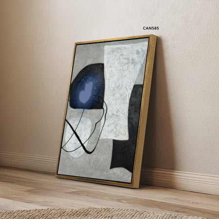 لوحة جدارية كانفس أشكال متداخلة تدرجات الأزرق مع الأسود والأبيض