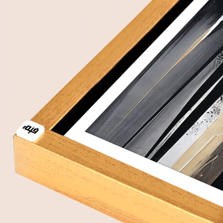 لوحة جدارية كانفس تجسد الوان متداخلة بتدرجات الاسود والبني والابيض والذهبي