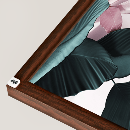 لوحة جدارية كانفس مقسمة أوراق درجات الأخضر والوردي مع الأبيض والبيج