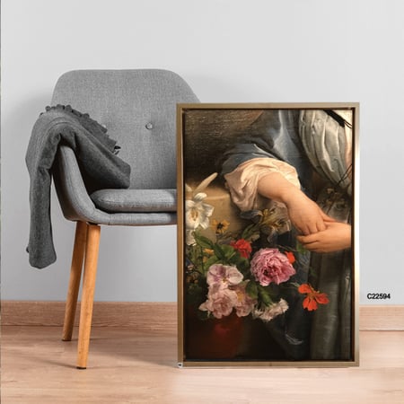 لوحة جدارية مودرن فتاة مع ازهار