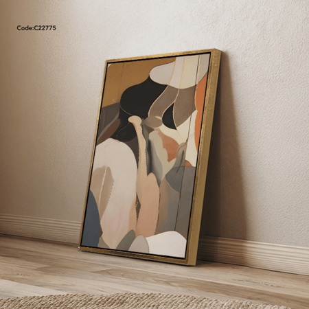 لوحة جدارية كانفس لتداخل مساحات لونية واشكال منحنية