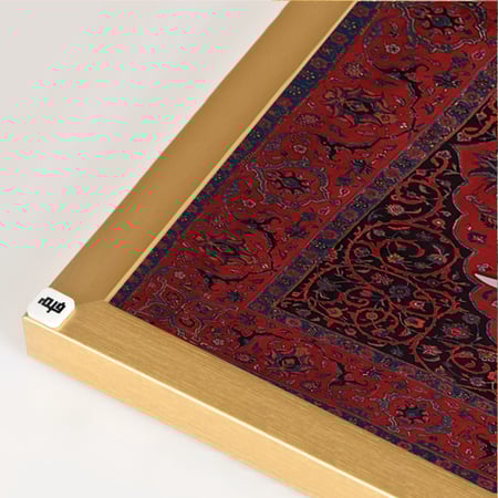 لوحة جدارية كانفس عبارة (عليكم السلام ) خط عربي ونقوش سجاد أحمر كحلي وابيض