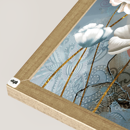 لوحة جدارية كانفس مقسمة ، ورود - تدرجات الأزرق السماوي والبني مع الأبيض والبيج