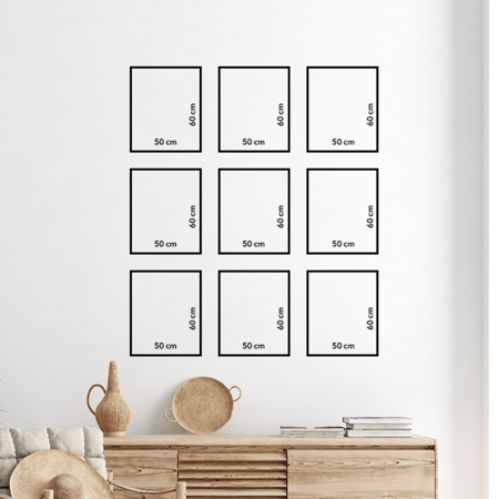 لوحة جدارية كانفس مقسمة اغصان واشجار تدرجات الرمادي مع الأسود والأبيض