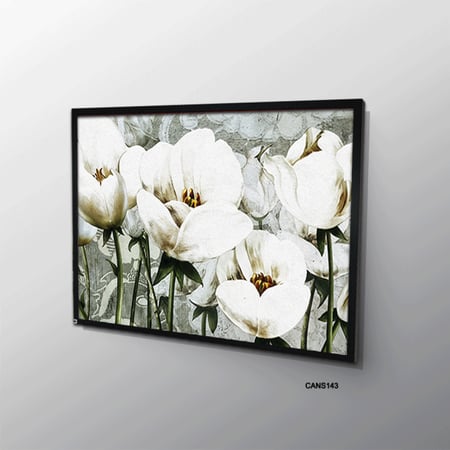 لوحة جدارية كانفس ، ورود - تدرجات الأبيض والأخضر مع الرمادي