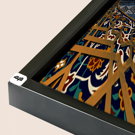 لوحة فنية جدارية كانفس ،(ربي أنزلني منزلاً مباركاً وأنت خير المنزلين) - درجات الذهبي والأزرق - خط عربي ونقوش