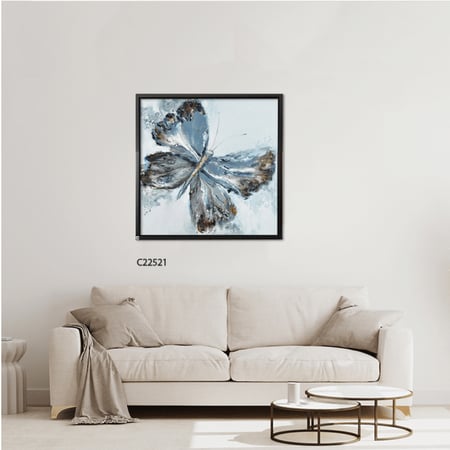 لوحة جدارية كانفس تصور فراشة بتدرجات من اللون التركواز مع الأزرق.