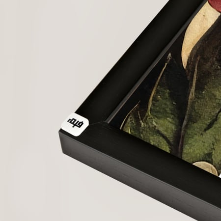 لوحة جدارية كانفس تصور زهور وفازة عملاقة ومرايا بين قطع الكانفس