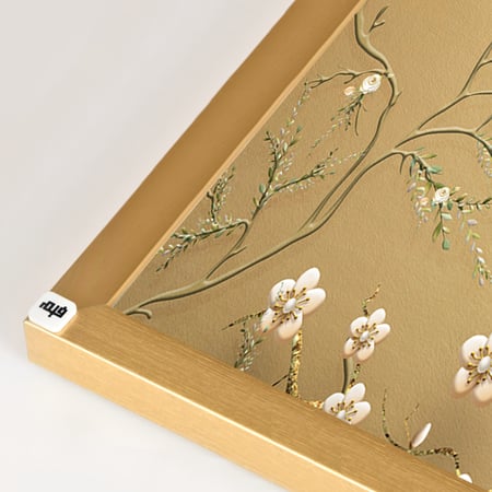 لوحة جدارية كانفس طيور وأغصان تدرجات الذهبي وبني وبيج