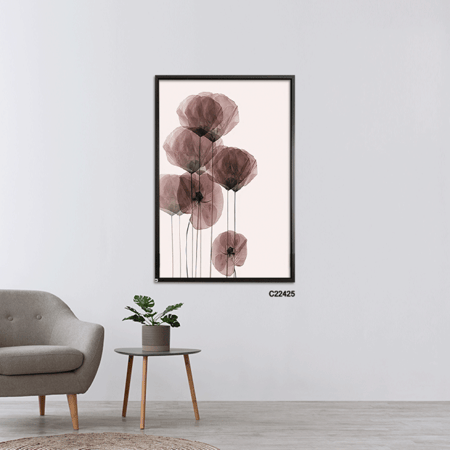 لوحة جدارية كانفس ورود تدرجات وردي غامق وابيض