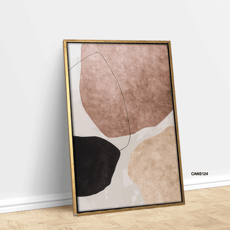 لوحة  جدارية كانفس أشكال تدرجات البني والبيج مع  الرمادي