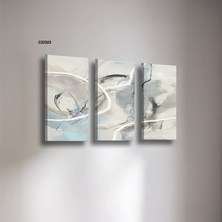 لوحة جدارية كانفس مقسمة ، تدرجات الأزرق والأسود مع البيج