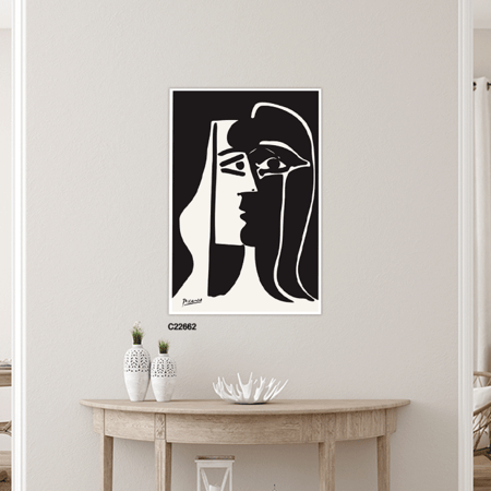 لوحة جدارية كانفس باسلوب فني تكعيبي تصور وجه مزدوج