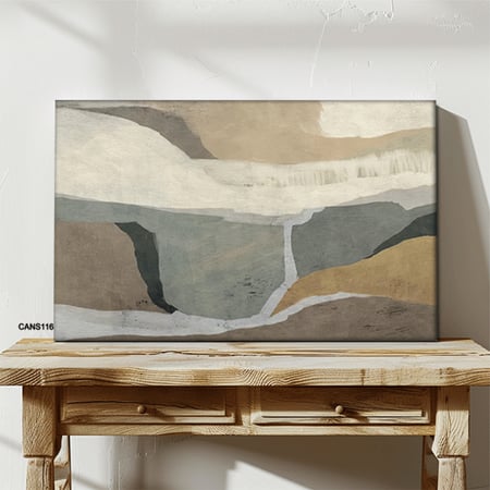 لوحة جدارية كانفس ، تداخل - تدرجات البني والبيج مع الرمادي