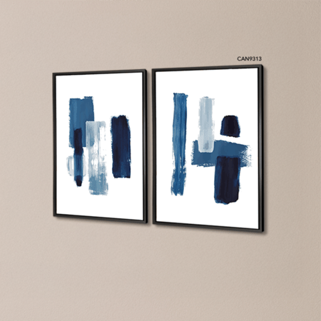 لوحة جدارية كانفس مقسمة ، تداخل ألوان  - تدرجات الأزرق مع الأبيض