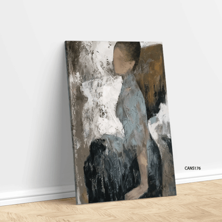لوحة جدارية كانفس تداخل ألوان ،سيدة تدرجات البني والبيج